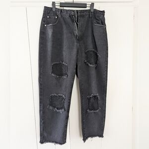 Disturbia Black Distressed Boyfriend Jeans